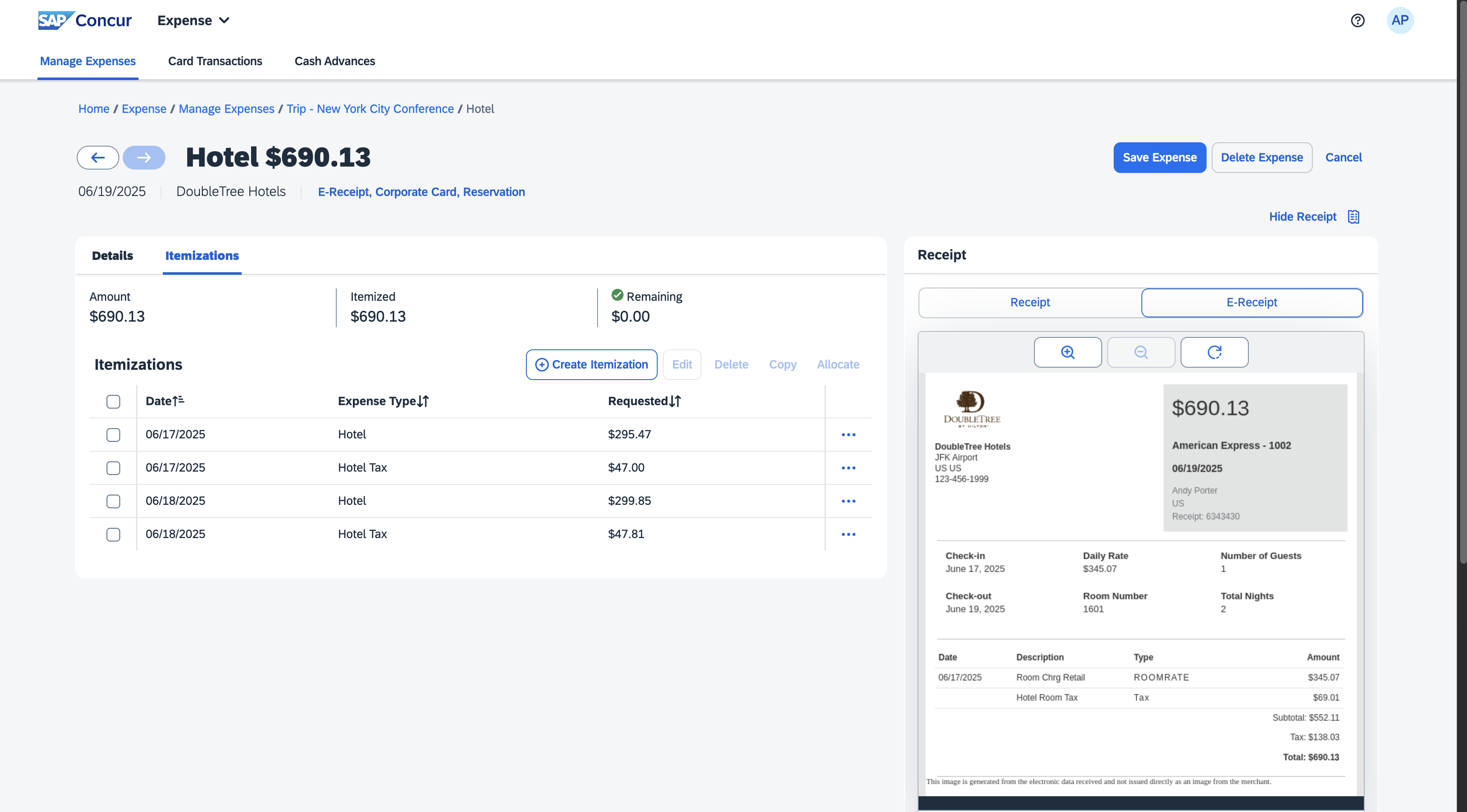 SAP Concur Screenshot