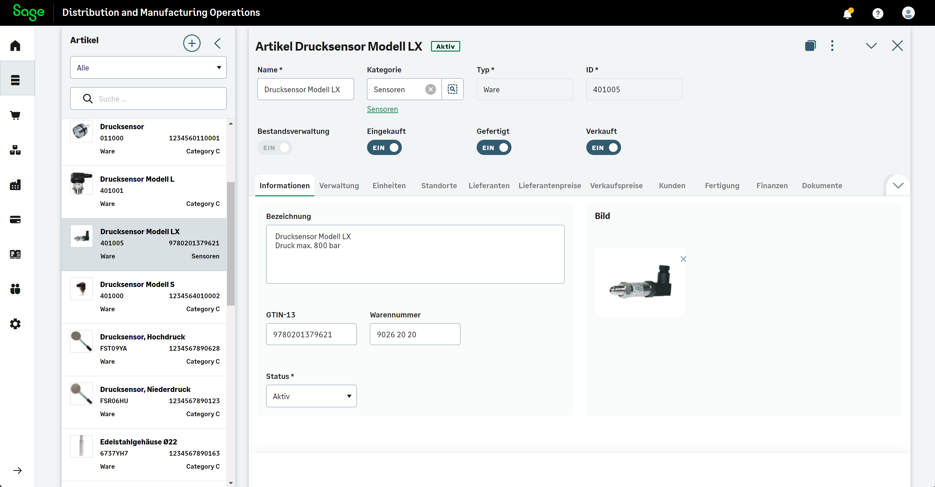 Sage Distribution and Manufacturing Operations Screenshot