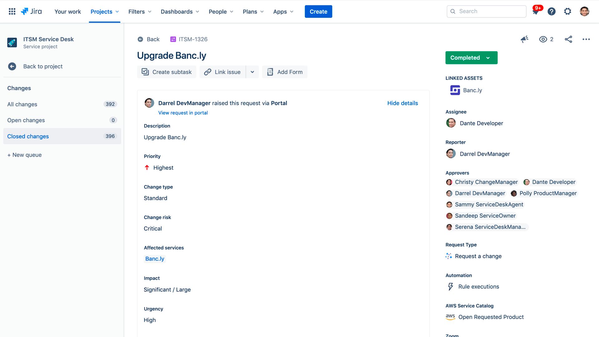 Jira Service Management Screenshot