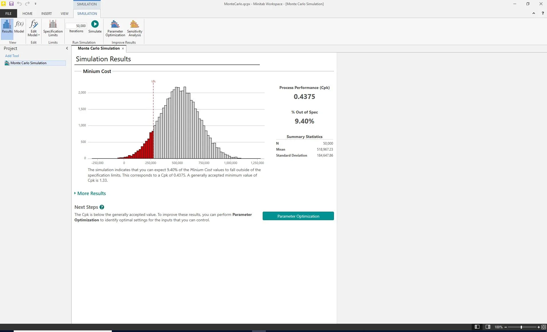 Minitab Workspace Screenshot #0
