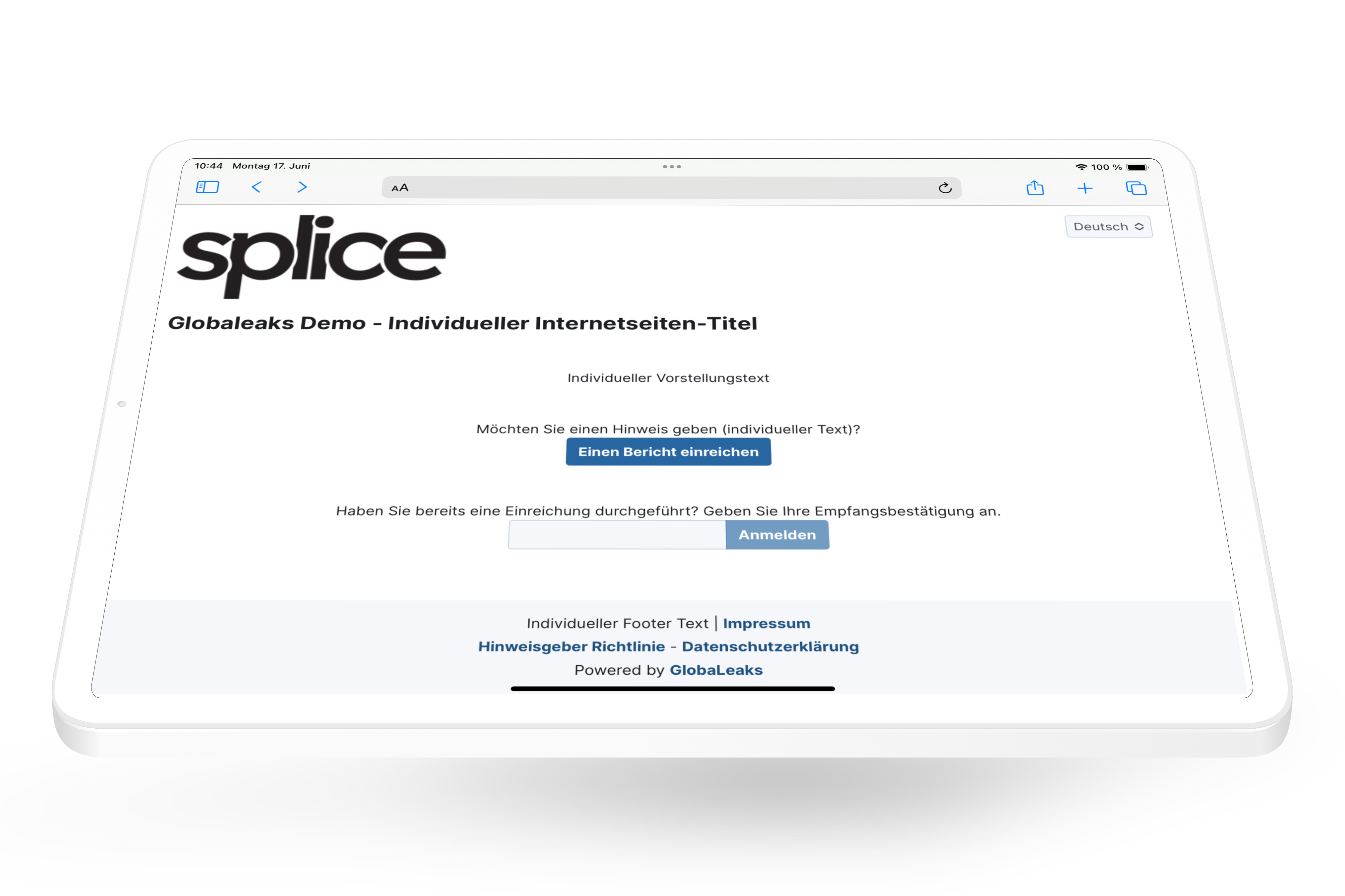 OpenSource Hinweisgeberportal Screenshot #0
