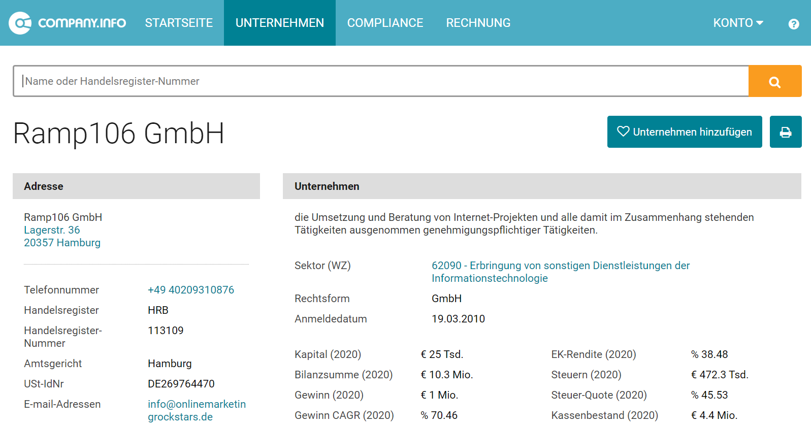 de.company.info Screenshot #0