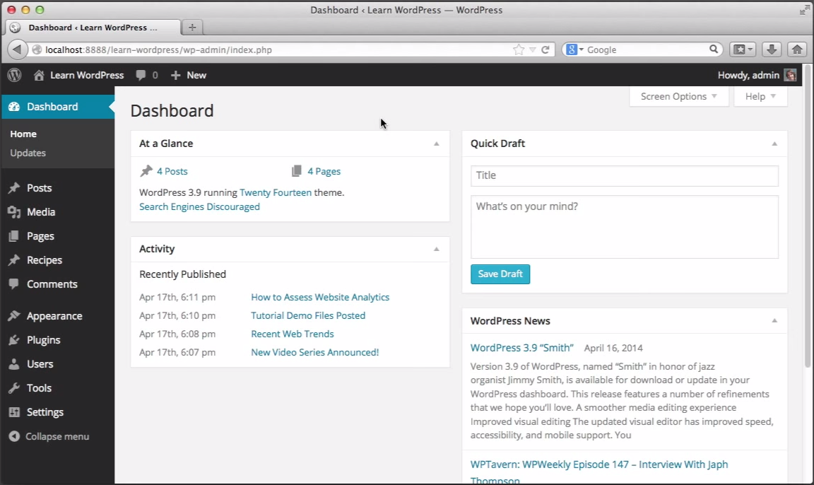 WordPress Screenshot