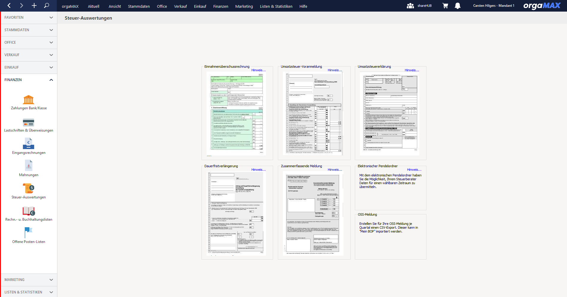 orgaMAX ERP Screenshot #0