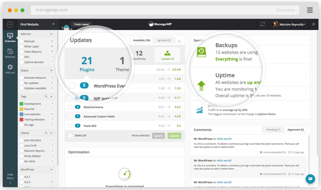 ManageWP Screenshot #0