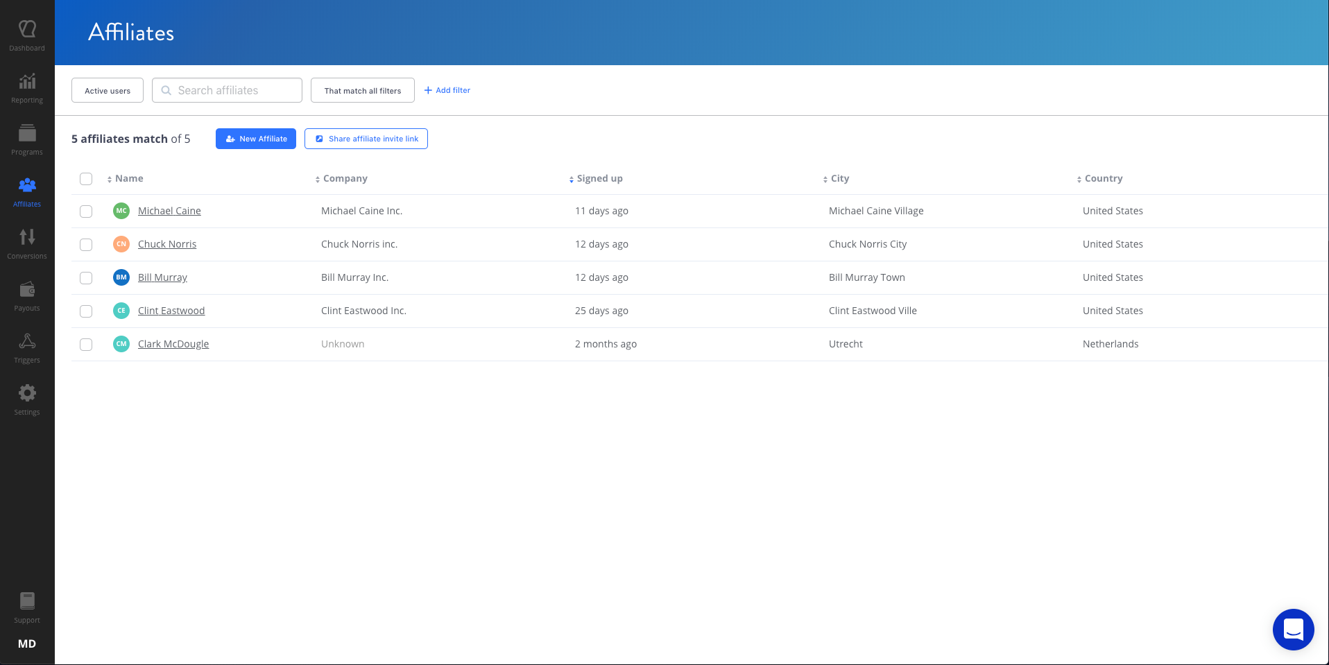Tapfiliate Screenshot