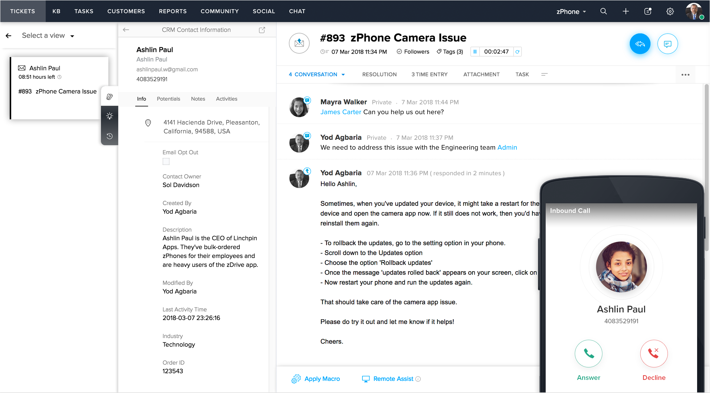 Zoho Desk Screenshot