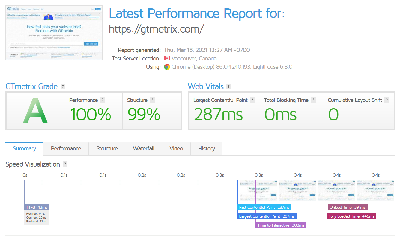 GTmetrix Screenshot #0