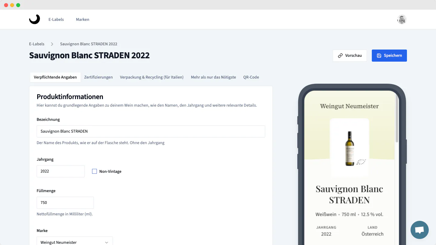 Glasswise E-Label Screenshot #0