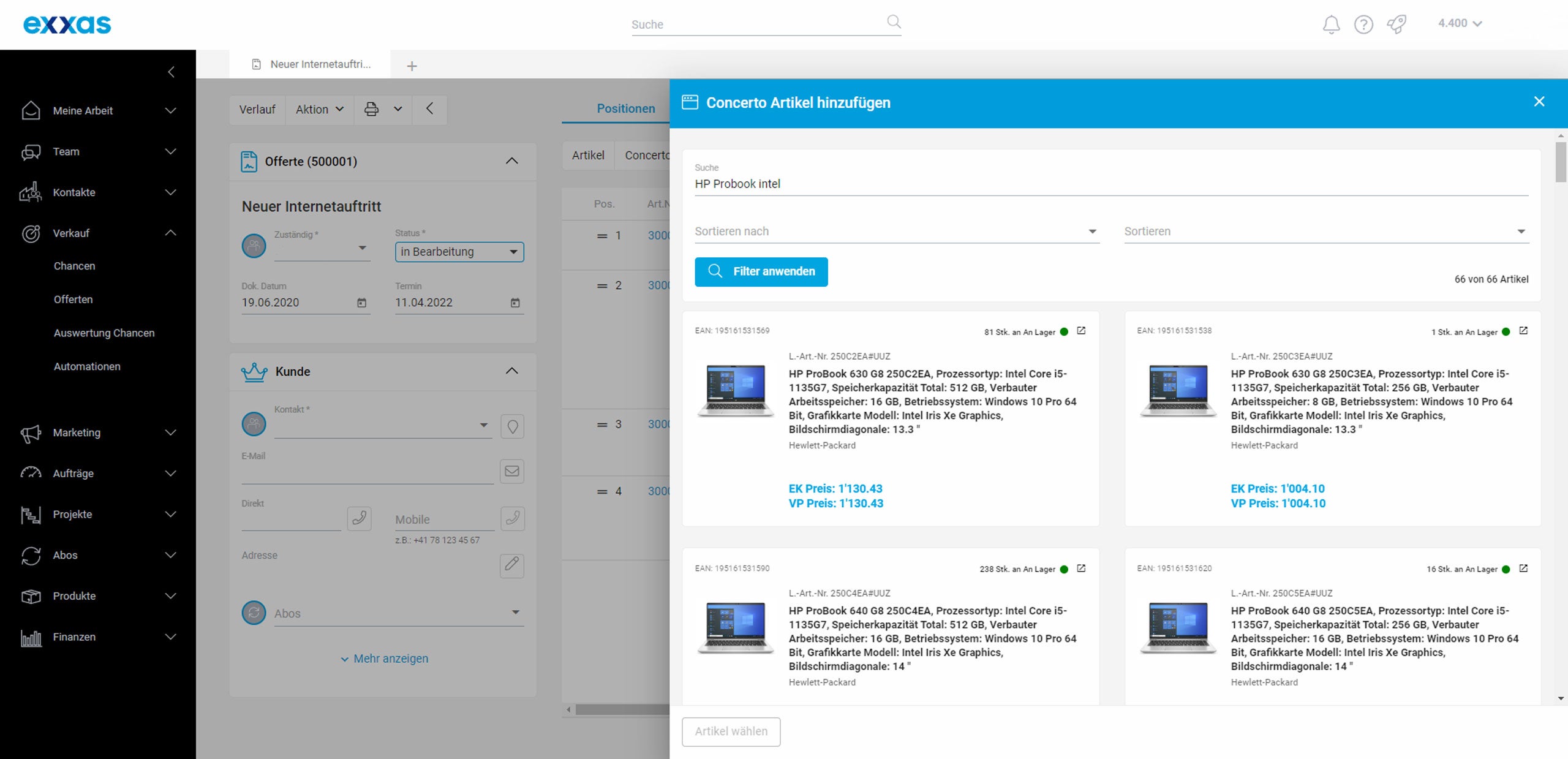 Exxas Cloud Business Platform Screenshot #0