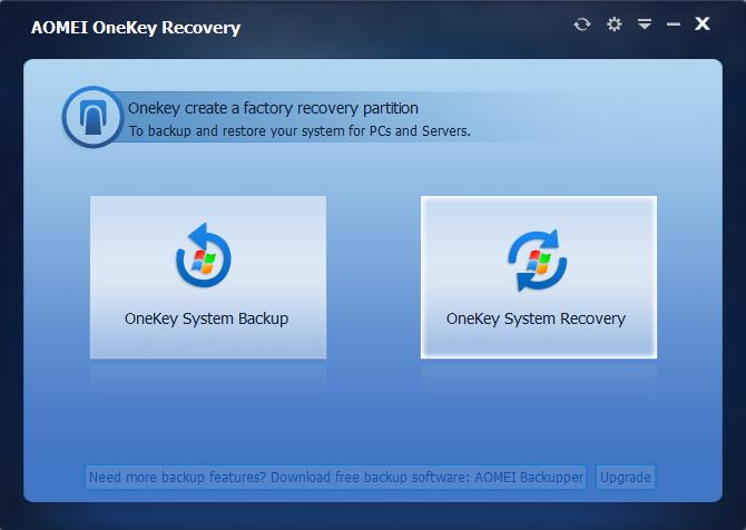 AOMEI OneKey Recovery Screenshot #0