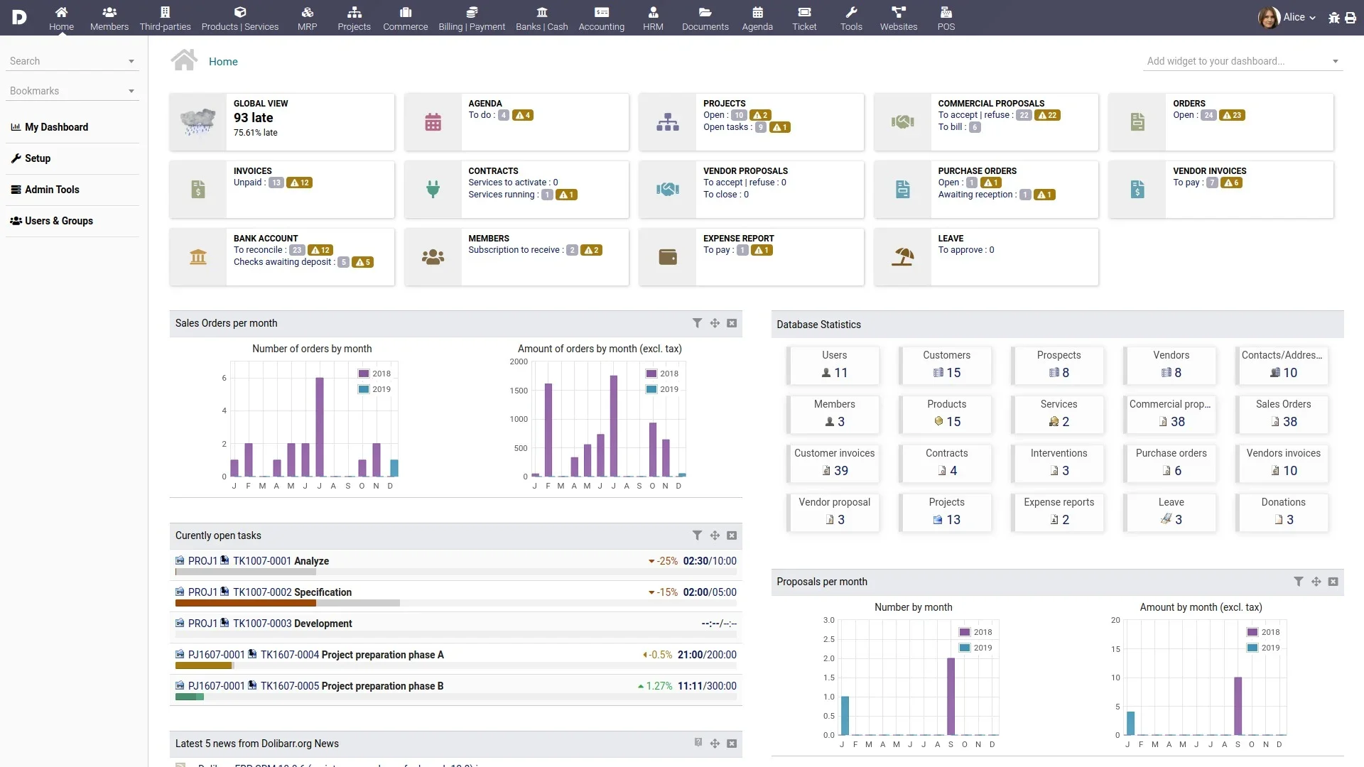 Dolibarr ERP & CRM Screenshot