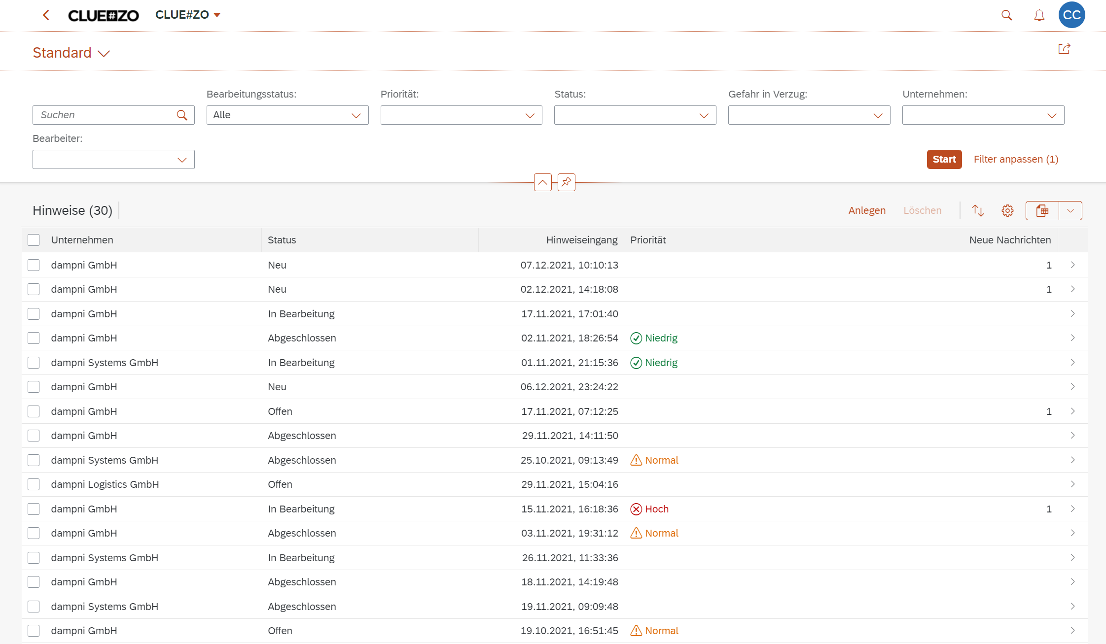 Digitales Hinweisgebersystem CLUE#ZO Screenshot #0