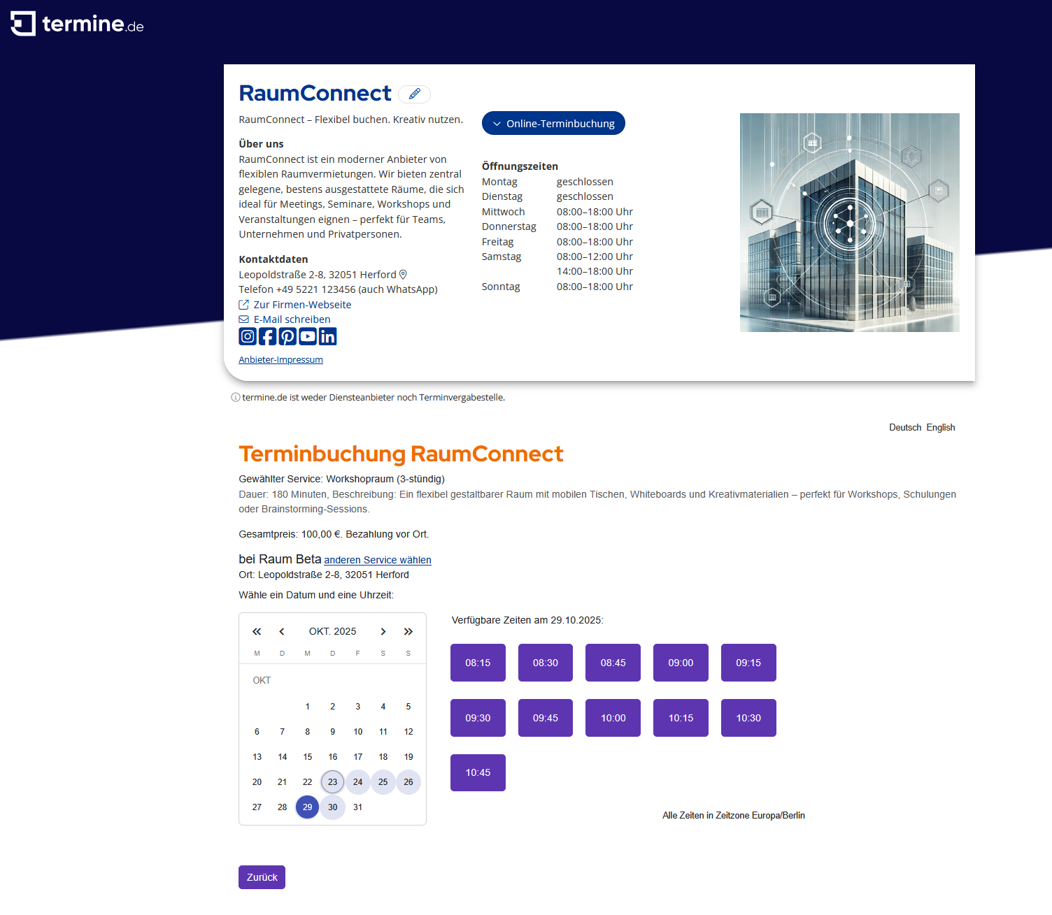 Online-Terminbuchung von termine.de Screenshot #0