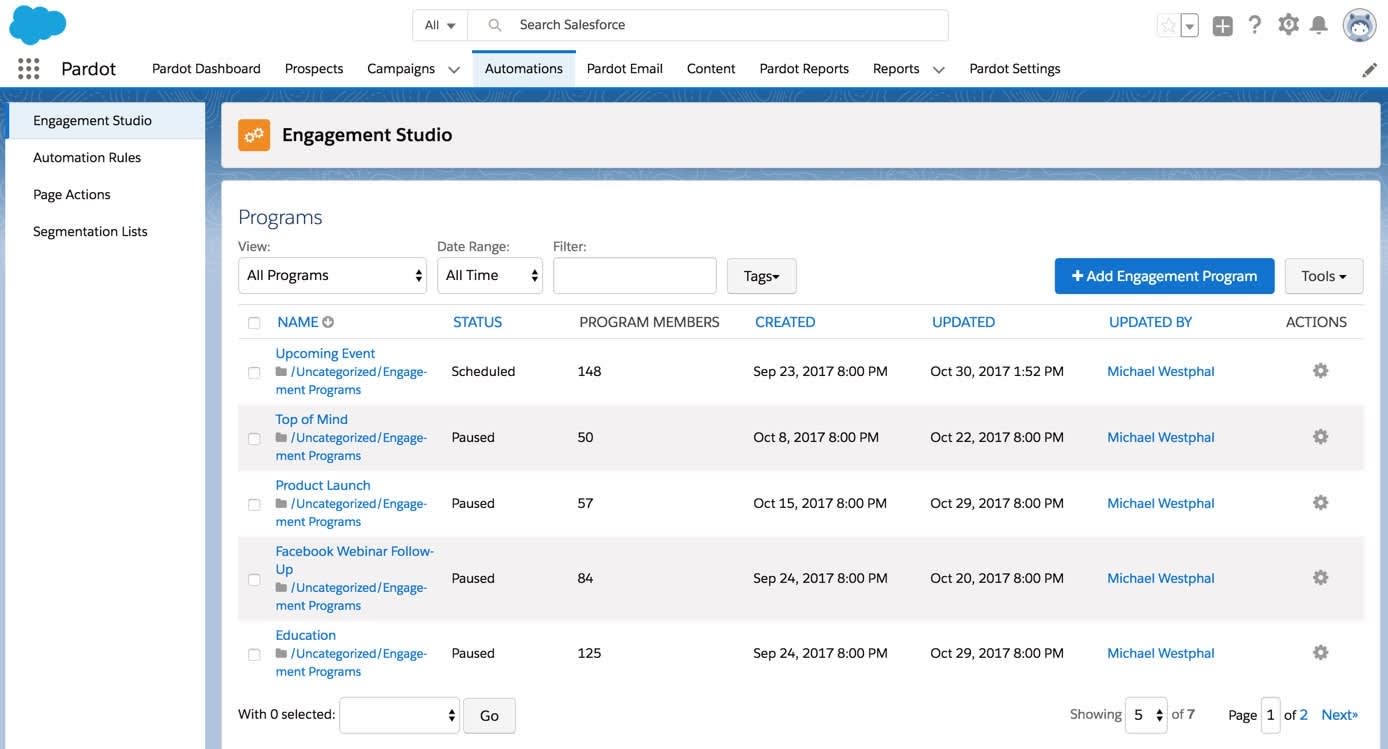 Salesforce Marketing Cloud Account Engagement (aka Pardot) Screenshot