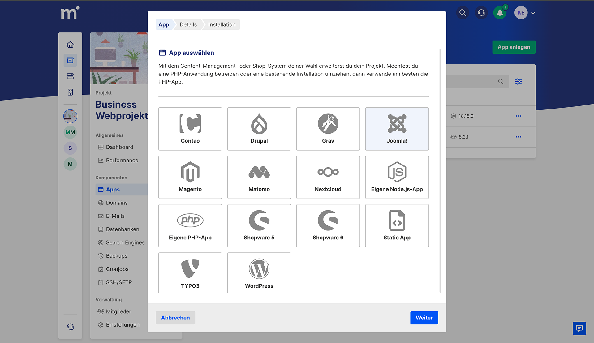 mittwald Webhosting Screenshot #0