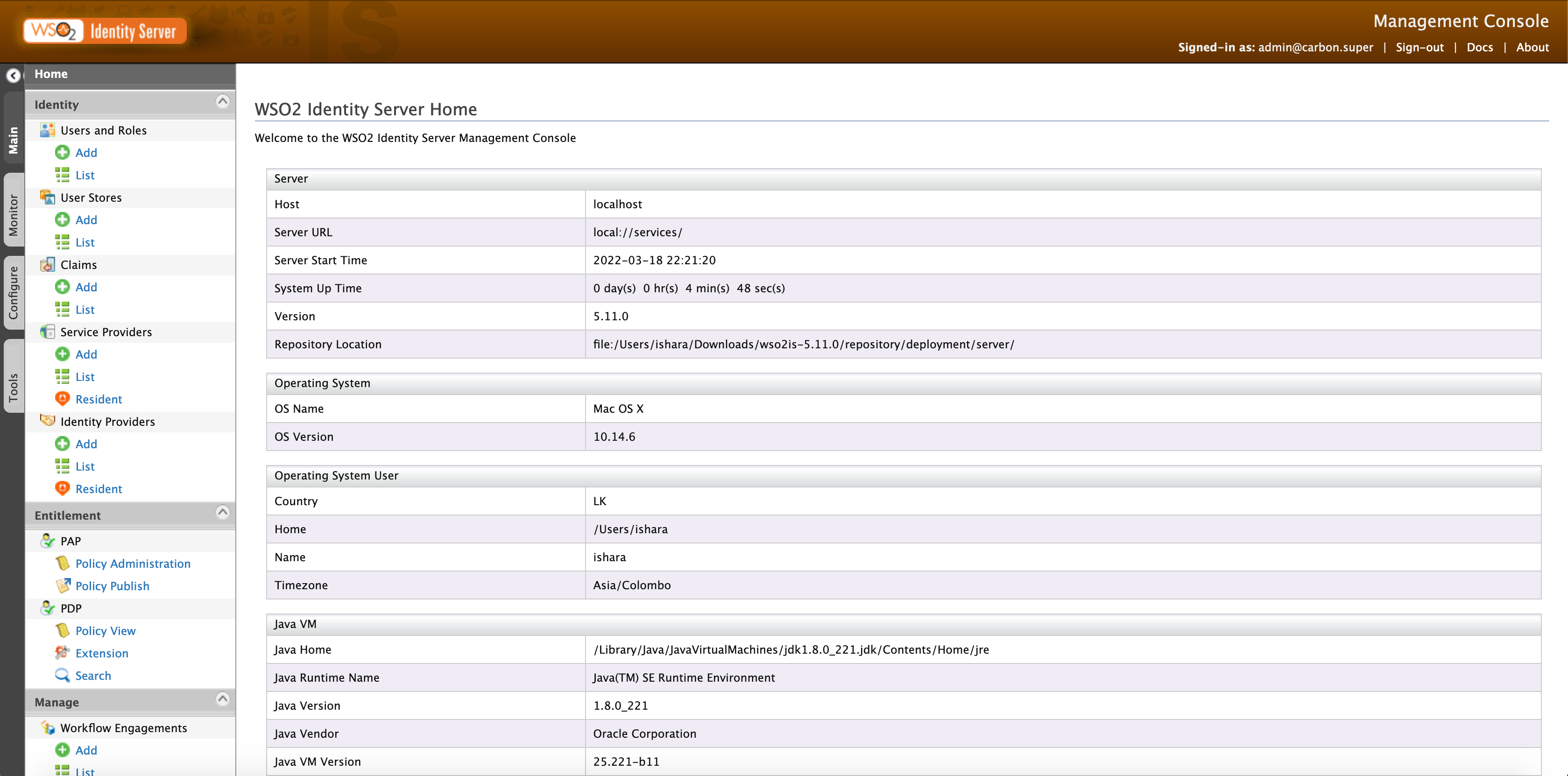 WSO2 Identity Server Screenshot #0