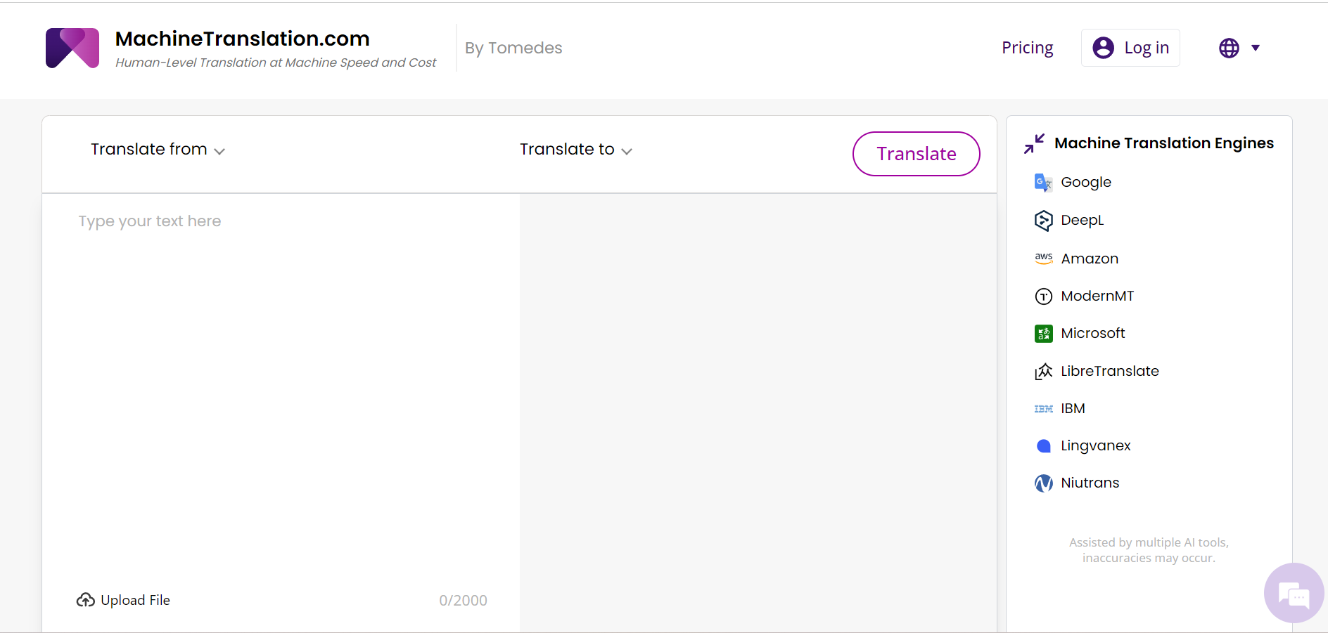 MachineTranslation.com Screenshot #0
